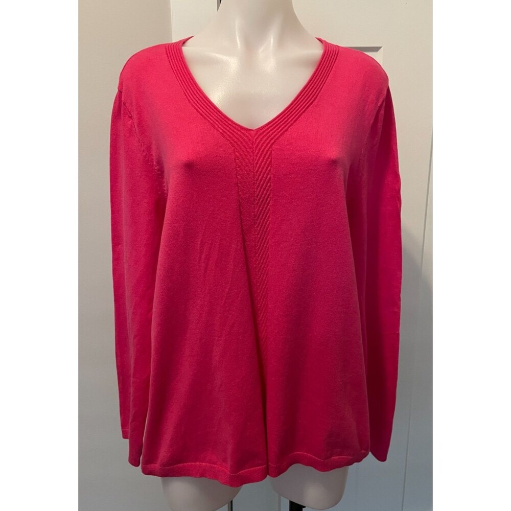 TALBOTS Womens SWEATER  Long Sleeve PINK V-Neck Size XL